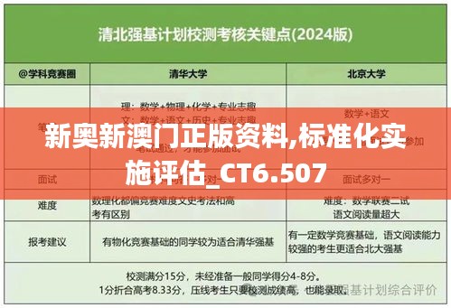 新奥新澳门正版资料,标准化实施评估_CT6.507