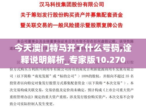 今天澳门特马开了什么号码,诠释说明解析_专家版10.270