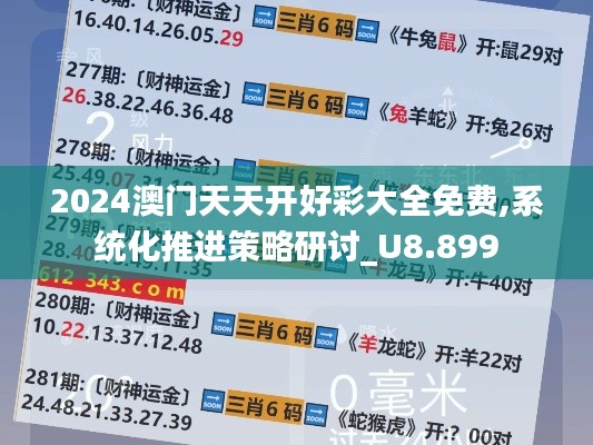 2024澳门天天开好彩大全免费,系统化推进策略研讨_U8.899