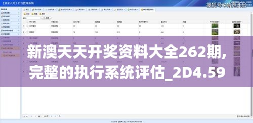 新澳天天开奖资料大全262期,完整的执行系统评估_2D4.596
