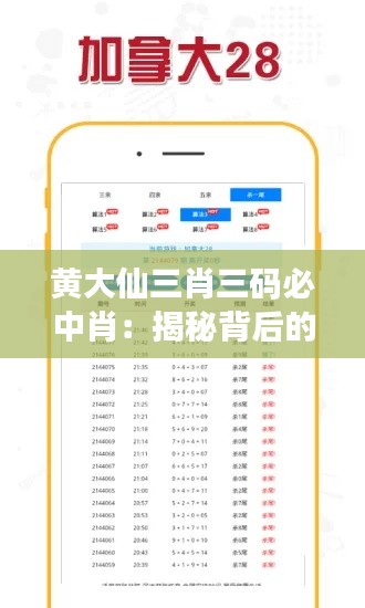 黄大仙三肖三码必中肖：揭秘背后的玄学与技巧