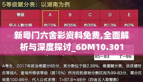 新粤门六舍彩资料免费,全面解析与深度探讨_6DM10.301