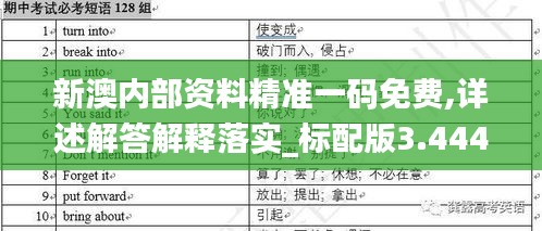 新澳内部资料精准一码免费,详述解答解释落实_标配版3.444