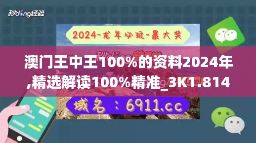 澳门王中王100%的资料2024年,精选解读100%精准_3K1.814