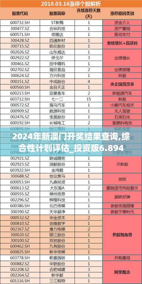 2024年新澳门开奖结果查询,综合性计划评估_投资版6.894