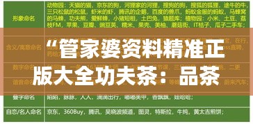 “管家婆资料精准正版大全功夫茶：品茶论道，精髓尽显”