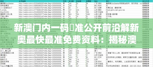 新澳门内一码棈准公开前沿解新奥最快最准免费资料：揭秘澳门数据共享的新趋势