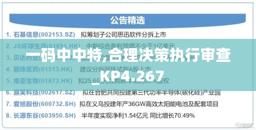 一码中中特,合理决策执行审查_KP4.267