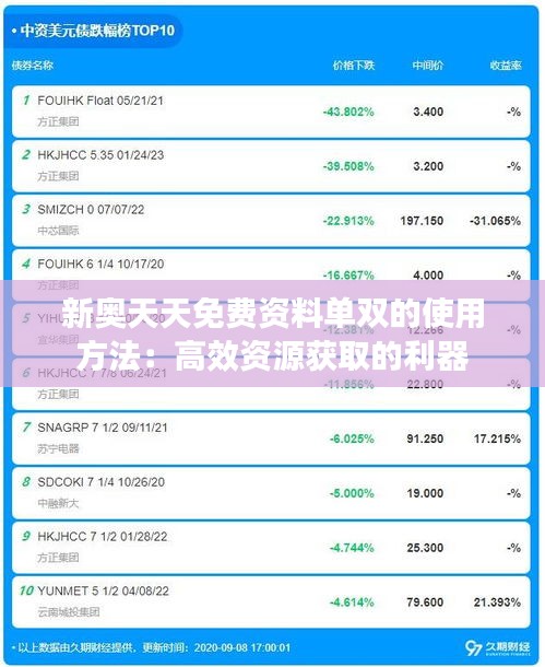 新奥天天免费资料单双的使用方法：高效资源获取的利器