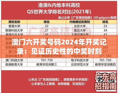 澳门六开奖号码2024年开奖记录：见证历史性的中奖时刻